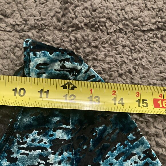 Vintage Decree Y2K Burnout Velvet Blouse Teal Womens SMALL Peplum Goth 90s - Picture 6 of 10